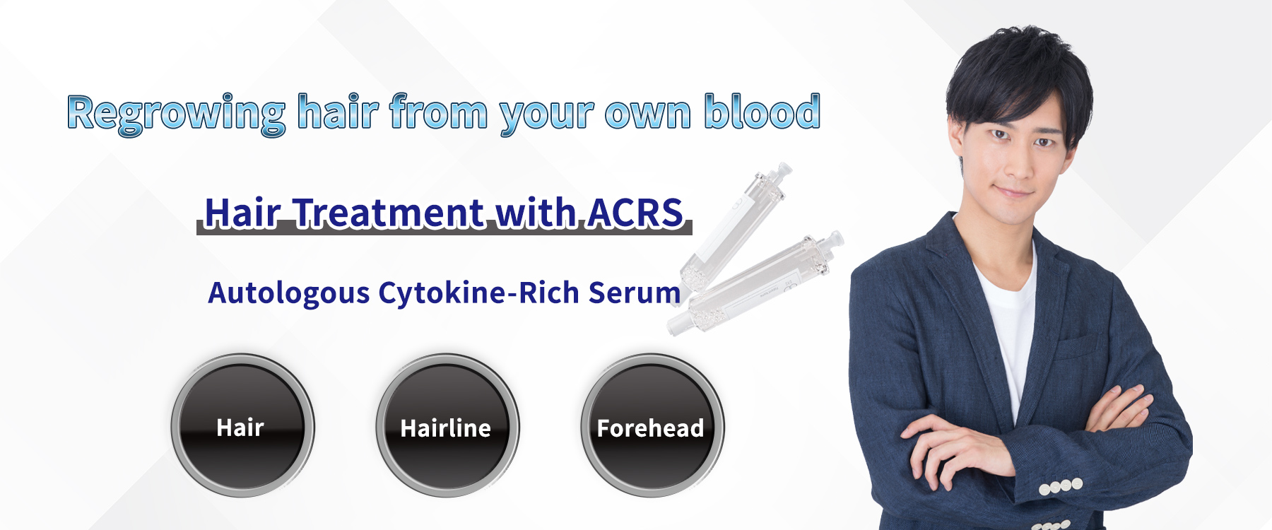 Regrowing hair from your own blood. Hair Treatment with ACRS
Autologous Cytokine-Rich Serum. Hair,Hairline,Forehead.